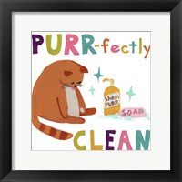 Framed 'Cute Cat Bath III' border=