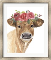 Framed Flowered Cow I