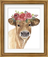 Framed 'Flowered Cow I' border=