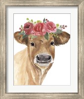 Framed 'Flowered Cow I' border=