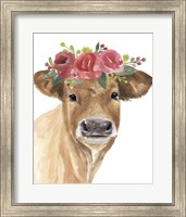 Framed Flowered Cow I