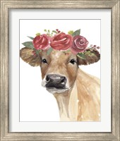 Framed 'Flowered Cow II' border=