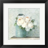 Framed June Roses I White Blue Crop