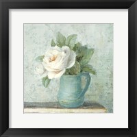 Framed June Roses II White Blue Crop