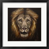 Framed Lion Painting