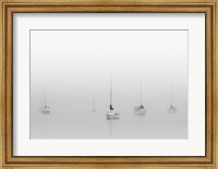 Framed Six Moored Sailboats