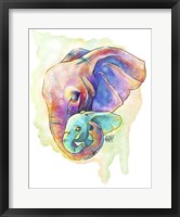 Framed Watercolor Safari- Elephant and Calf