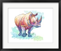Framed Watercolor Safari- Rhino
