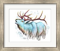 Framed Woodlands- Teal Elk