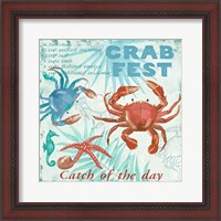 Framed 'Crab Fest - Aqua' border=