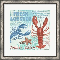 Framed 'Fresh Lobster - Aqua' border=