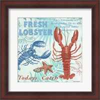 Framed 'Fresh Lobster - Aqua' border=