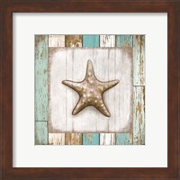 Framed 'Starfish on Beach' border=