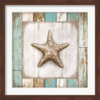 Framed 'Starfish on Beach' border=