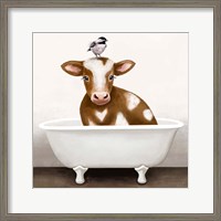 Framed 'Cow in Bathtub' border=