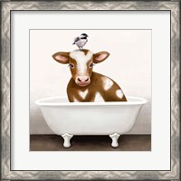 Framed 'Cow in Bathtub' border=