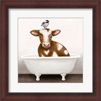 Framed 'Cow in Bathtub' border=