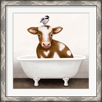 Framed 'Cow in Bathtub' border=