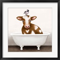 Cow in Bathtub Framed Print