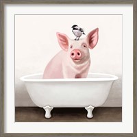 Framed 'Pig in Bathtub' border=