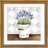 Framed Purple Flowers Metal Bucket