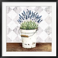 Framed Purple Flowers Metal Bucket