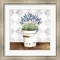 Framed Purple Flowers Metal Bucket