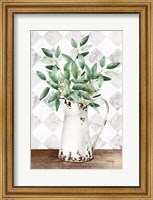 Framed Eucalyptus White Tin Pitcher