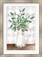 Framed Eucalyptus White Tin Pitcher