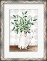 Framed Eucalyptus White Tin Pitcher