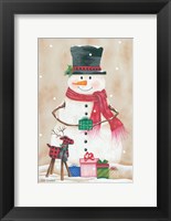 Framed Snowman with Presents