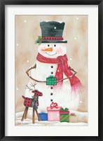 Framed Snowman with Presents