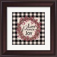 Framed Love Peace Joy with Berries