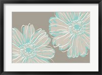 Framed Flower Pop Sketch II-Blue and Taupe