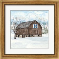 Framed 'Winter Barn Quilt III' border=
