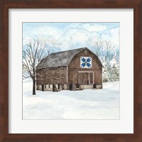 Framed 'Winter Barn Quilt III' border=