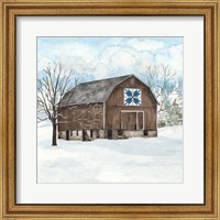 Framed 'Winter Barn Quilt III' border=