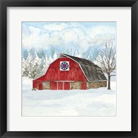 Framed 'Winter Barn Quilt IV' border=