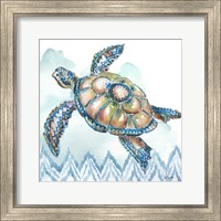 Framed 'Boho Shells I-Sea Turtle' border=