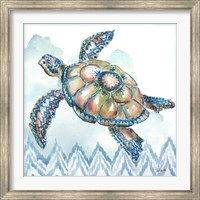 Framed Boho Shells I-Sea Turtle