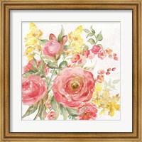 Framed Romantic Watercolor Floral Bouquet