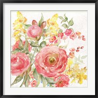 Framed Romantic Watercolor Floral Bouquet