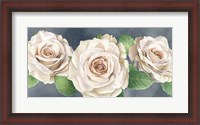 Framed Ivory Roses on Gray Landscape I