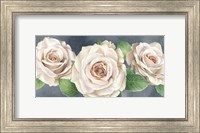 Framed Ivory Roses on Gray Landscape I