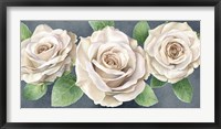 Framed Ivory Roses on Gray Landscape II