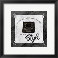 Framed 'Fashion Humor XII-By Her Style' border=