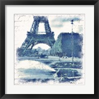 Framed 'Paris in Blue I' border=