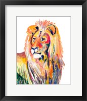 Framed 'Colorful Lion on White' border=