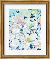Framed White Orchids on Blue