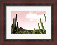 Framed Cactus Landscape Under Pink Sky